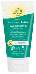 Earth Mama Baby Mineral Sunscreen Lotion tube front showing SPF 40 protection for sensitive skin