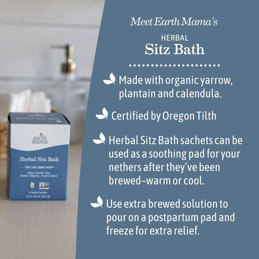 Brewing the Earth Mama Herbal Sitz Bath solution for a sitz soak