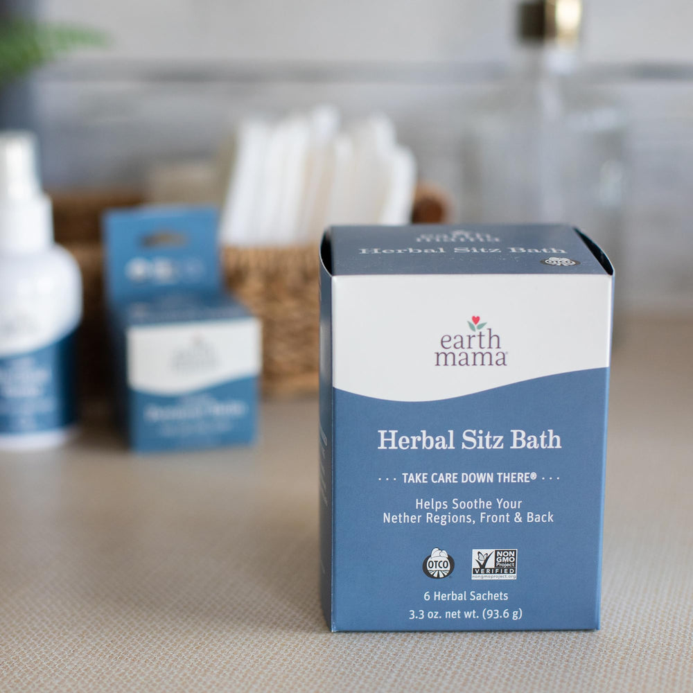 Cooling compresses made from Earth Mama Herbal Sitz Bath solution