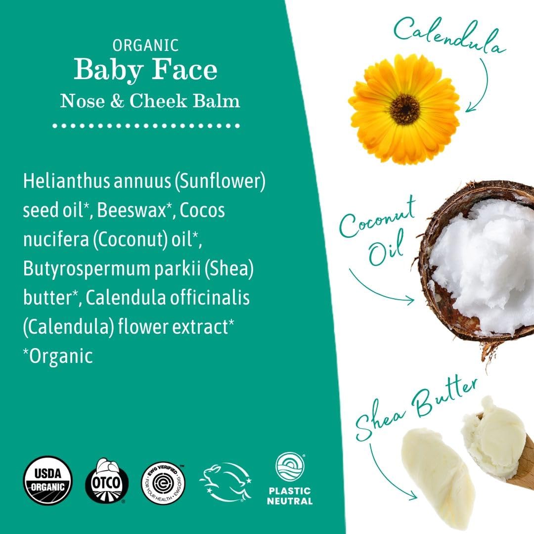 Nose area of infant care context with gentle moisturizer