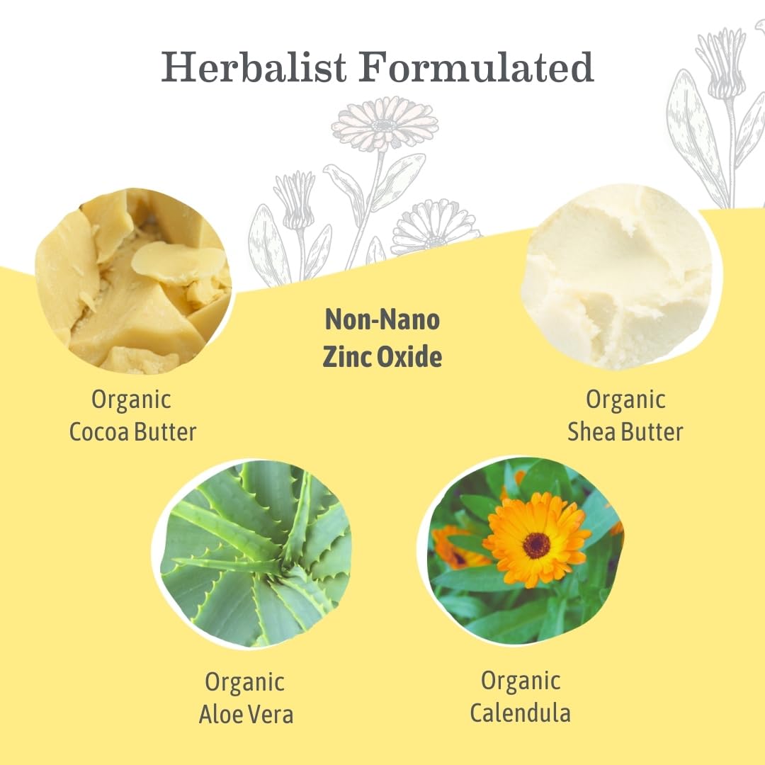 Earth Mama Organic Cocoa Butter and Aloe provide a soothing skin feel.