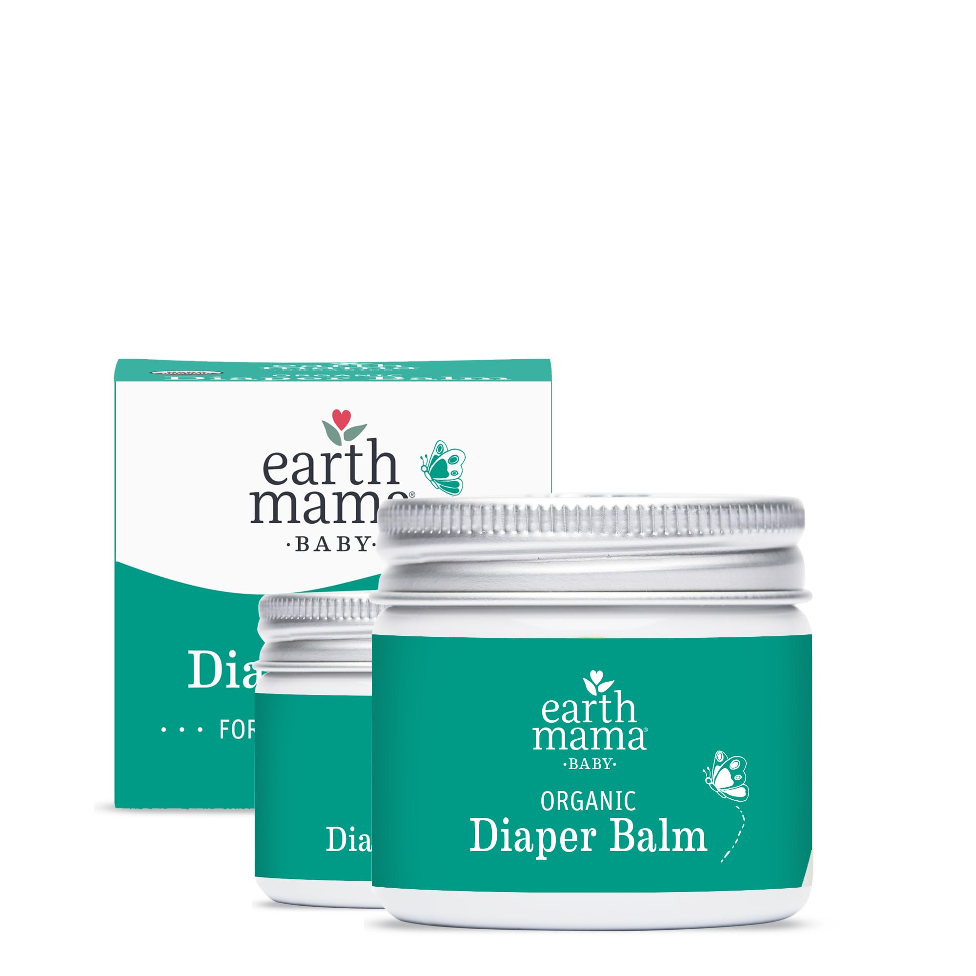 Earth Mama Organic Diaper Balm 2oz jar for gentle, fragrance-free diaper care.
