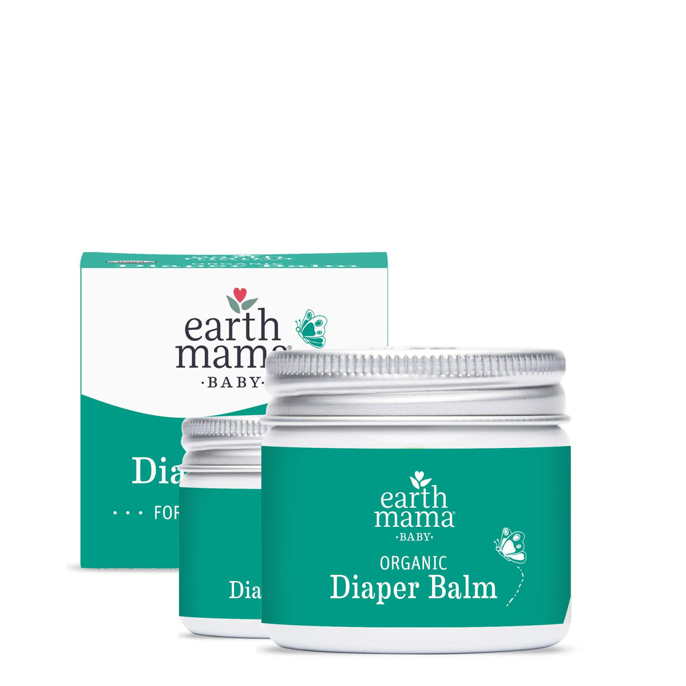 Earth Mama Organic Diaper Balm 2oz jar for gentle, fragrance-free diaper care.