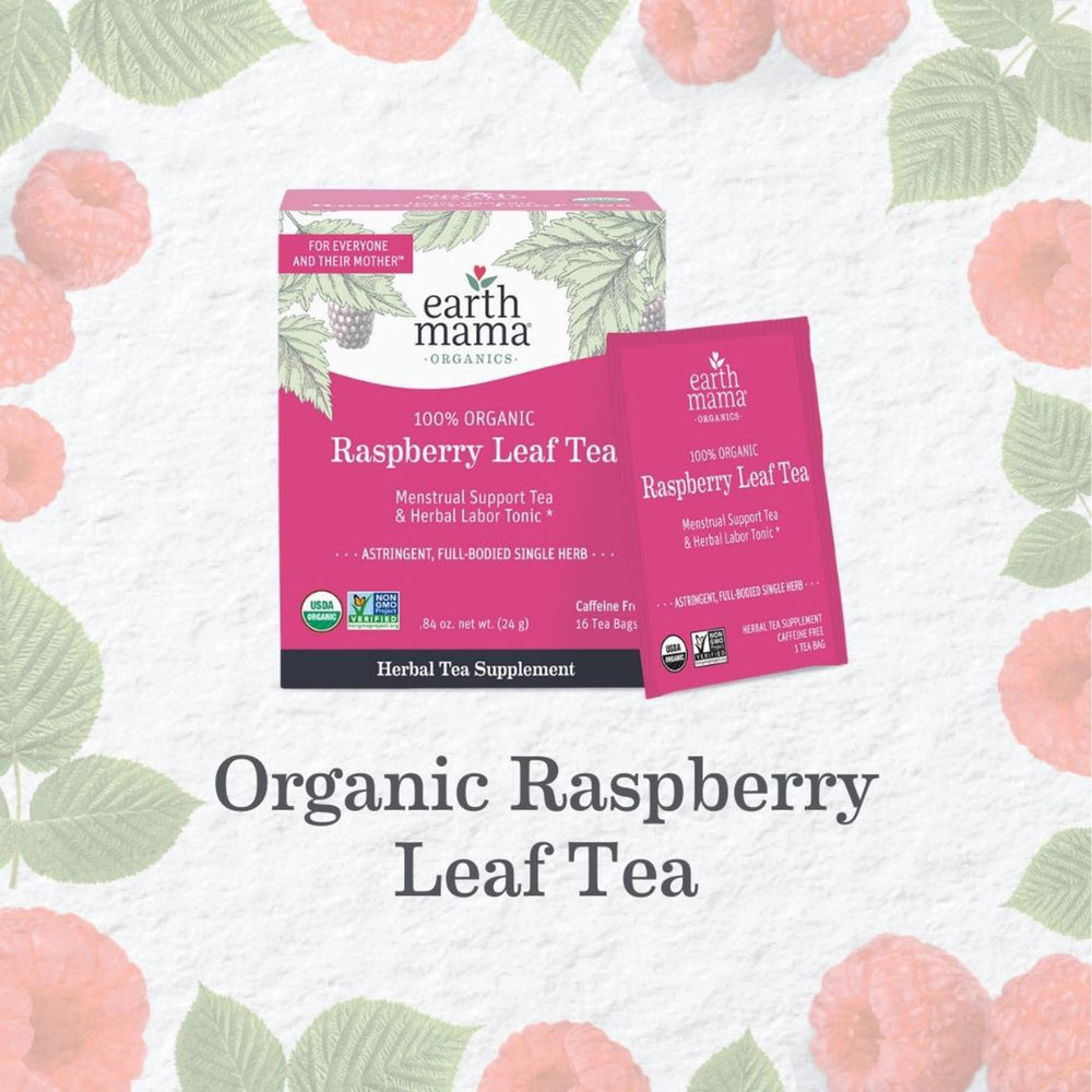 Earth Mama Organic Red Raspberry Leaf Tea pouch with kosher certified seal
