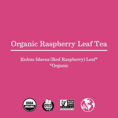Earth Mama Organic Red Raspberry Leaf Tea bags on a clean counter, highlighting organic and kosher quality