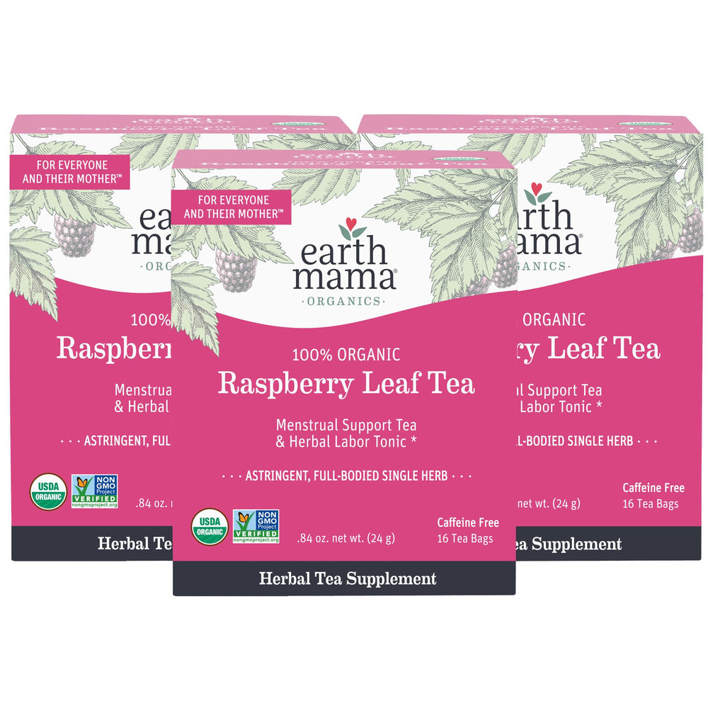 Earth Mama Organic Red Raspberry Leaf Tea in a tea bag for a comforting warm cup