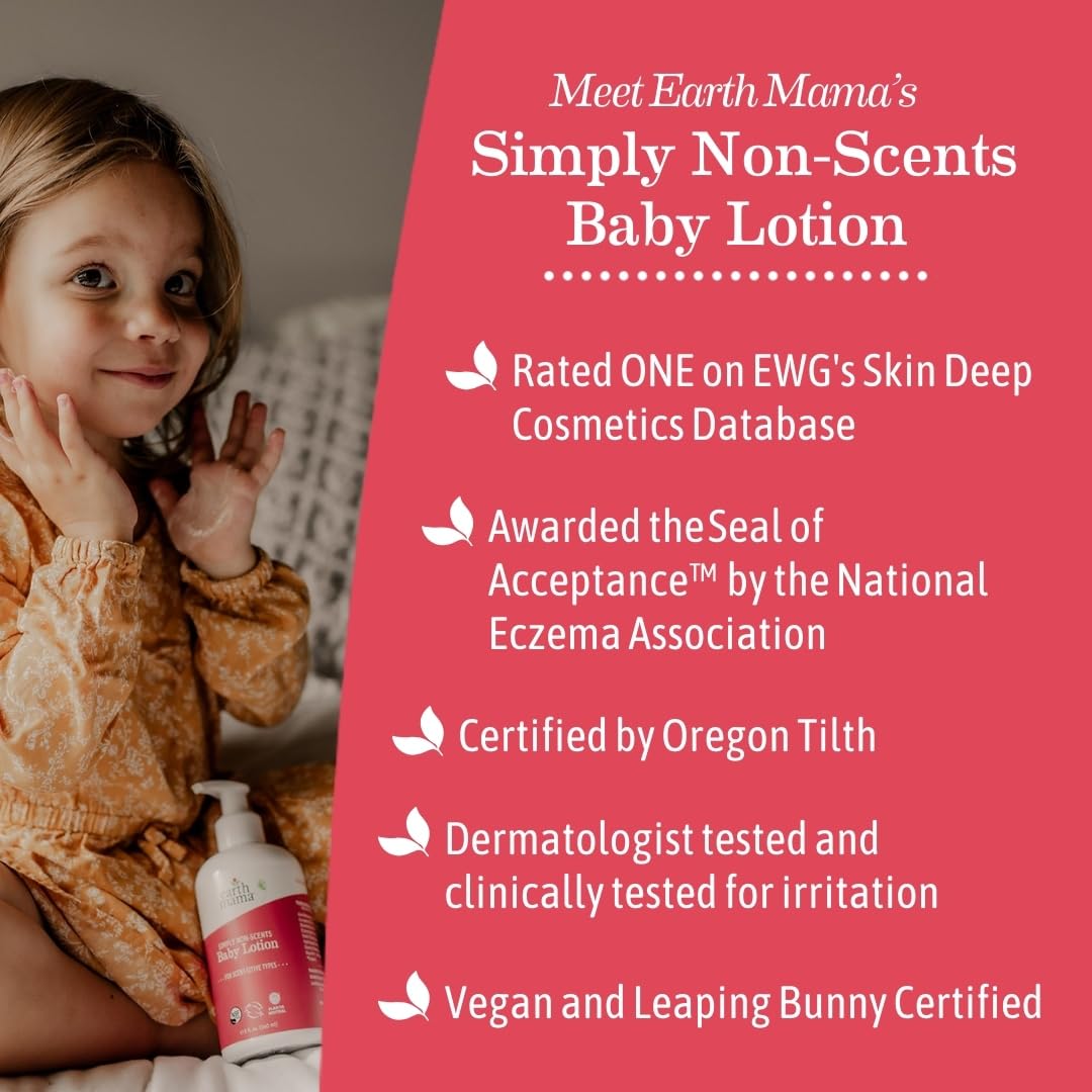 Earth Mama Simply Non-Scents bottle highlighting fragrance-free formula for sensitive skin