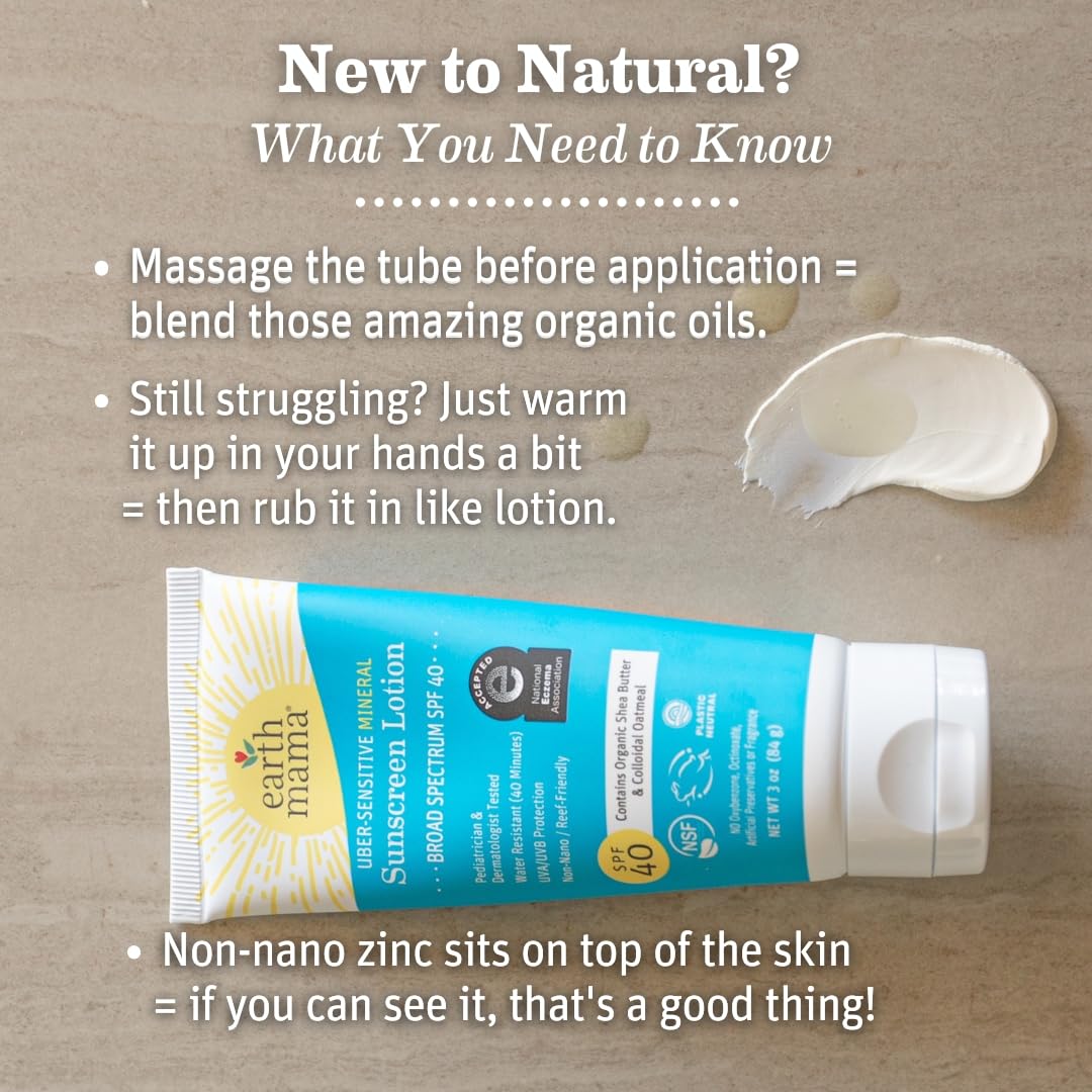 Water resistance up to 40 minutes for Earth Mama Uber-Sensitive Sunscreen Lotion.