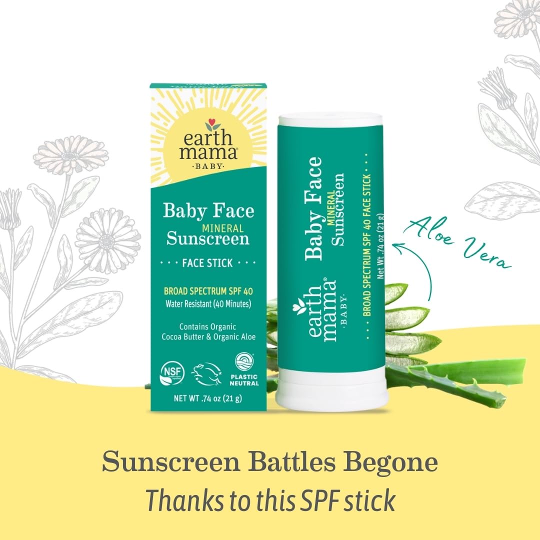Earth Mama usage tips show how to apply the sunscreen stick effectively.