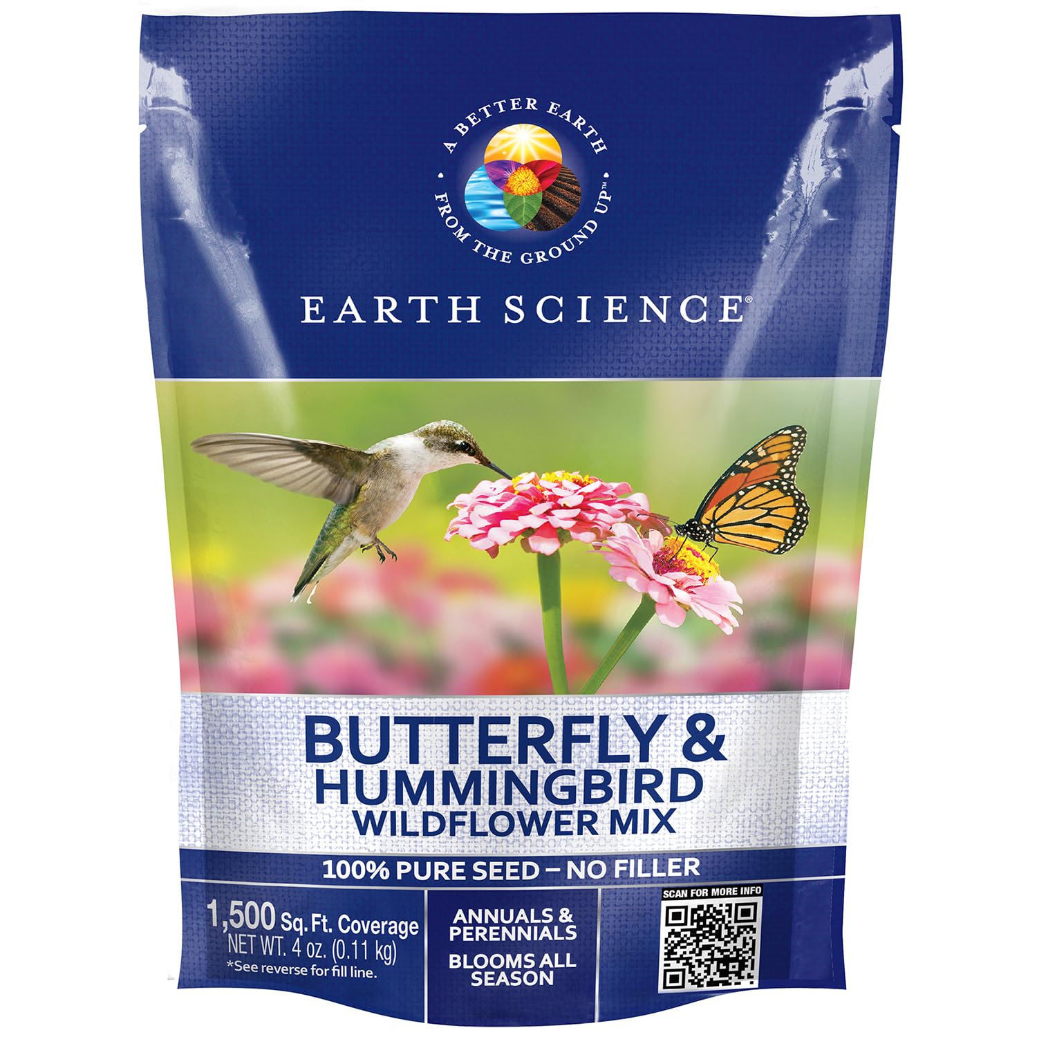 Earth Science Butterfly & Hummingbird Wildflower Blend blooms attract pollinators in sunny gardens.