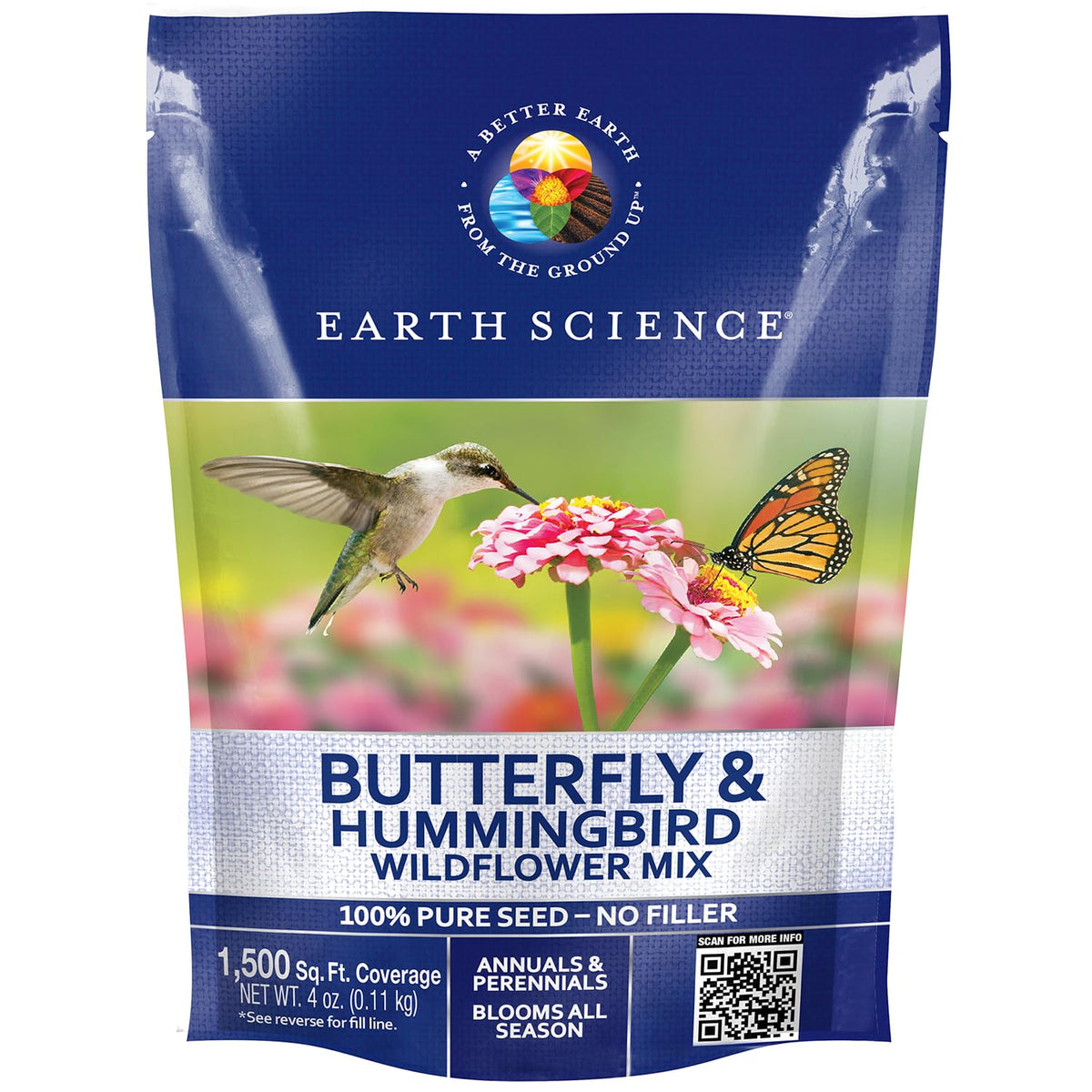 Earth Science Butterfly & Hummingbird Wildflower Blend blooms attract pollinators in sunny gardens.