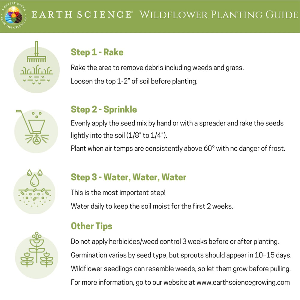 Earth Science Pollinator habitat blend helps gardeners cultivate ongoing summer blooms.