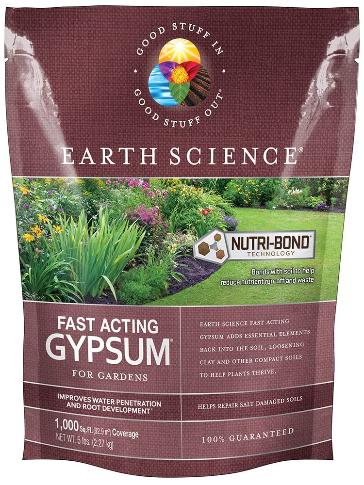 Earth Science Fast Acting Gypsum 5lb bag improves soil loosening for quicker water penetration
