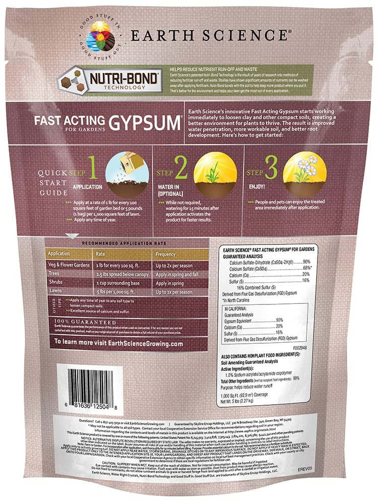 Gypsum granules pelletized for easy spread and rapid soil penetration by Earth Science