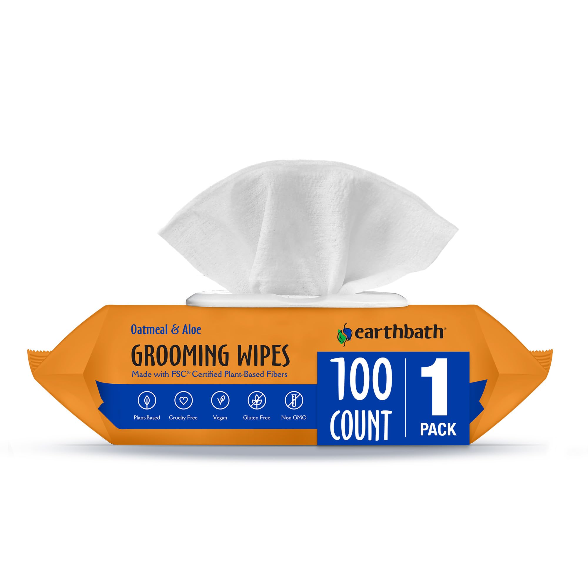 Earthbath Oatmeal and Aloe Grooming Wipes pack open for easy use and quick cleanups