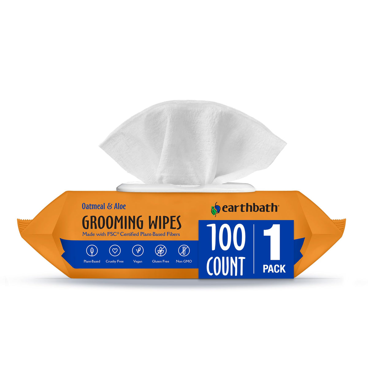 Earthbath Oatmeal and Aloe Grooming Wipes pack open for easy use and quick cleanups