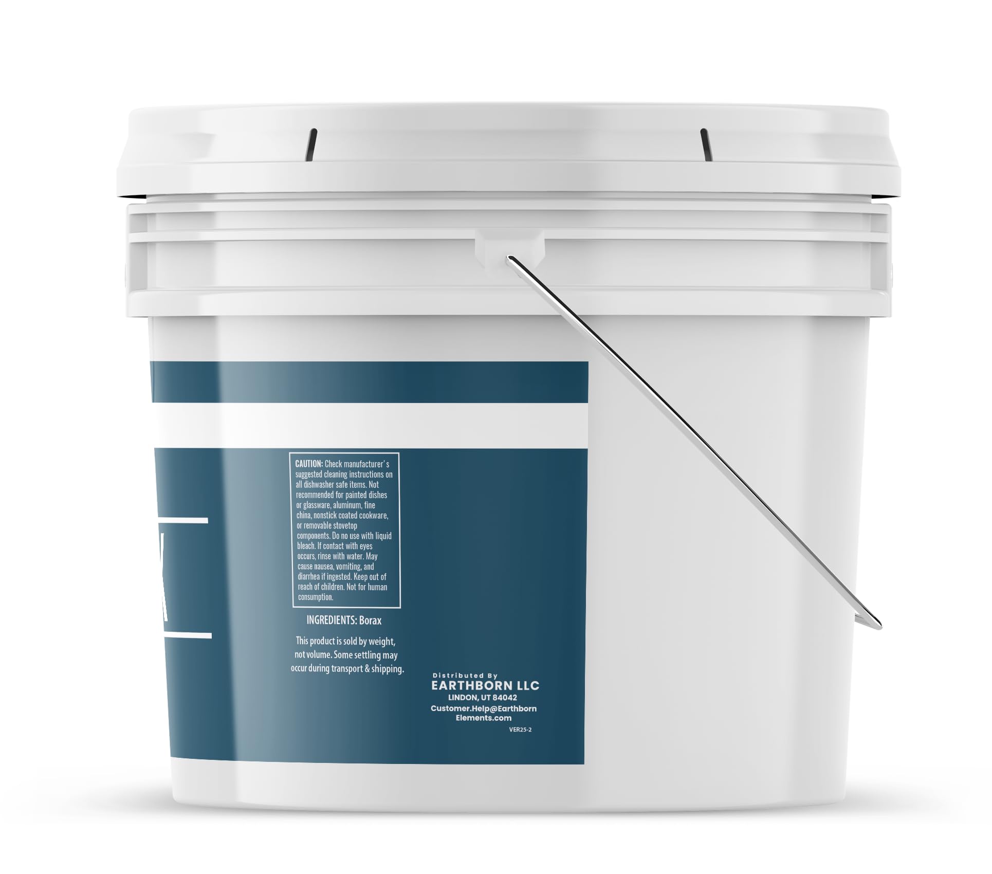 Earthborn Elements Borax Powder in a 144-ounce bucket ready for large cleaning tasks.