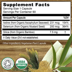 Earthier Organic Selenium label highlights organic certification and key ingredients.