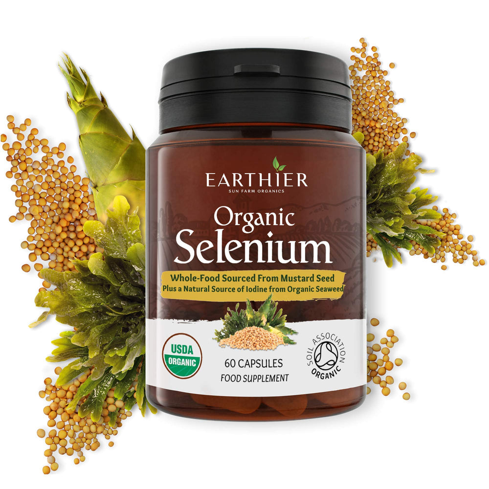 Earthier Organic Selenium serving spoon indicating convenient daily administration.