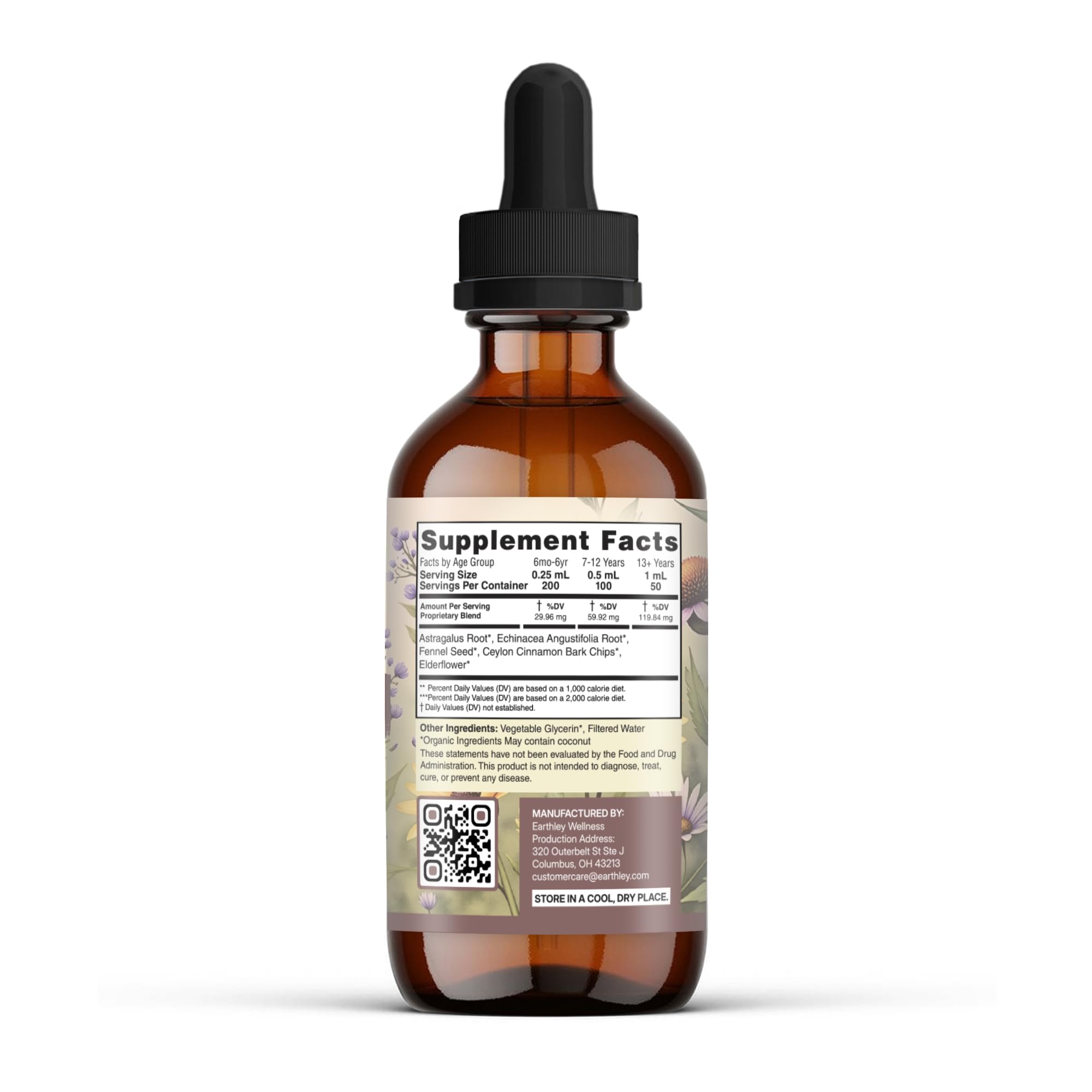 Earthley Wellness Feel Better Fast label on bottle highlighting organic herbal blend