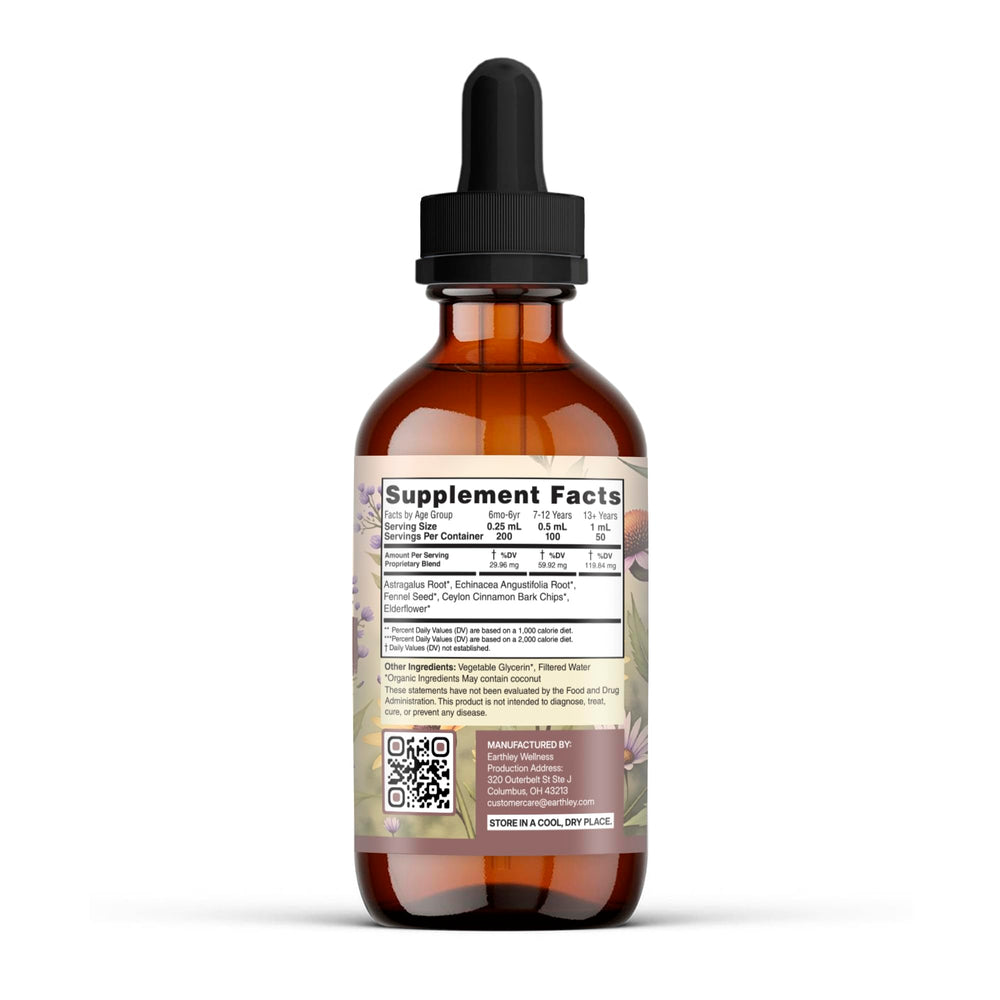Earthley Wellness Feel Better Fast label on bottle highlighting organic herbal blend