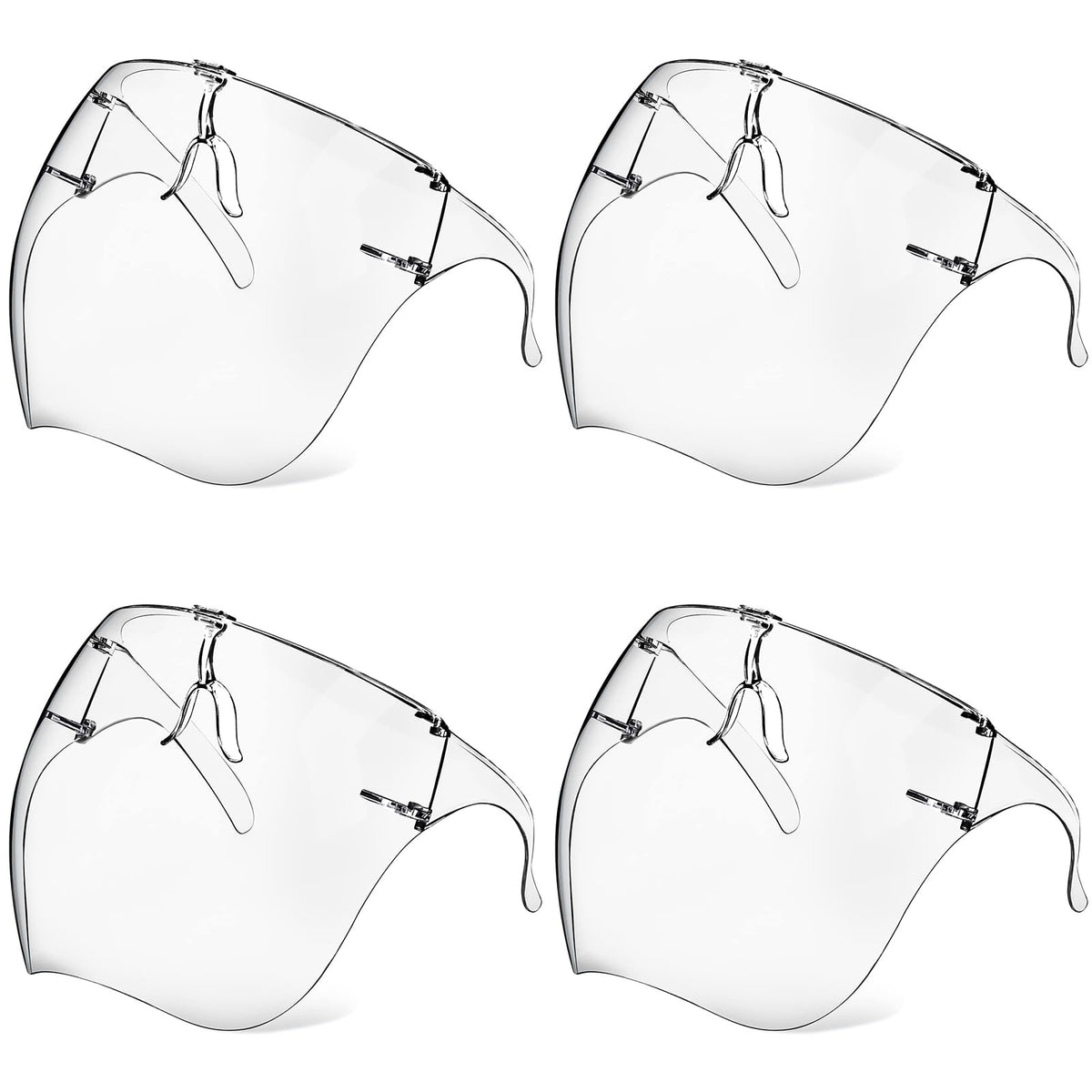 Earthroma 4-pack face shield front view with 180° protection and anti-fog clarity.