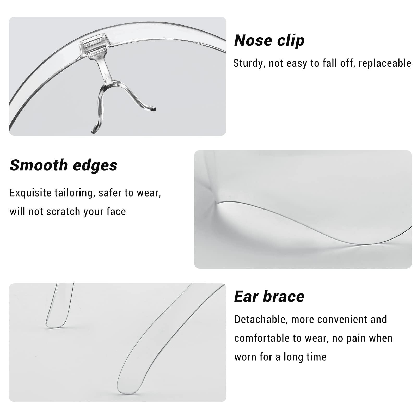 Earthroma shield comfortable temples suitable for glasses wearers.