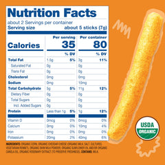 Earth's Best cheddar cheese crunchy sticks closeup, dissolvable texture supports teething comfort.
