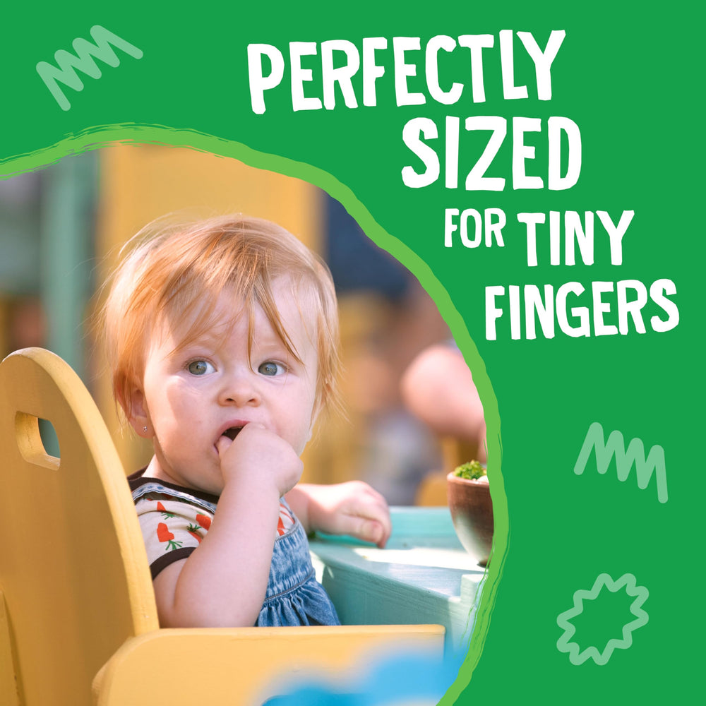 Earth's Best Melty Hoops on baby hands self-feeding moment shows thumb-and-forefinger practice