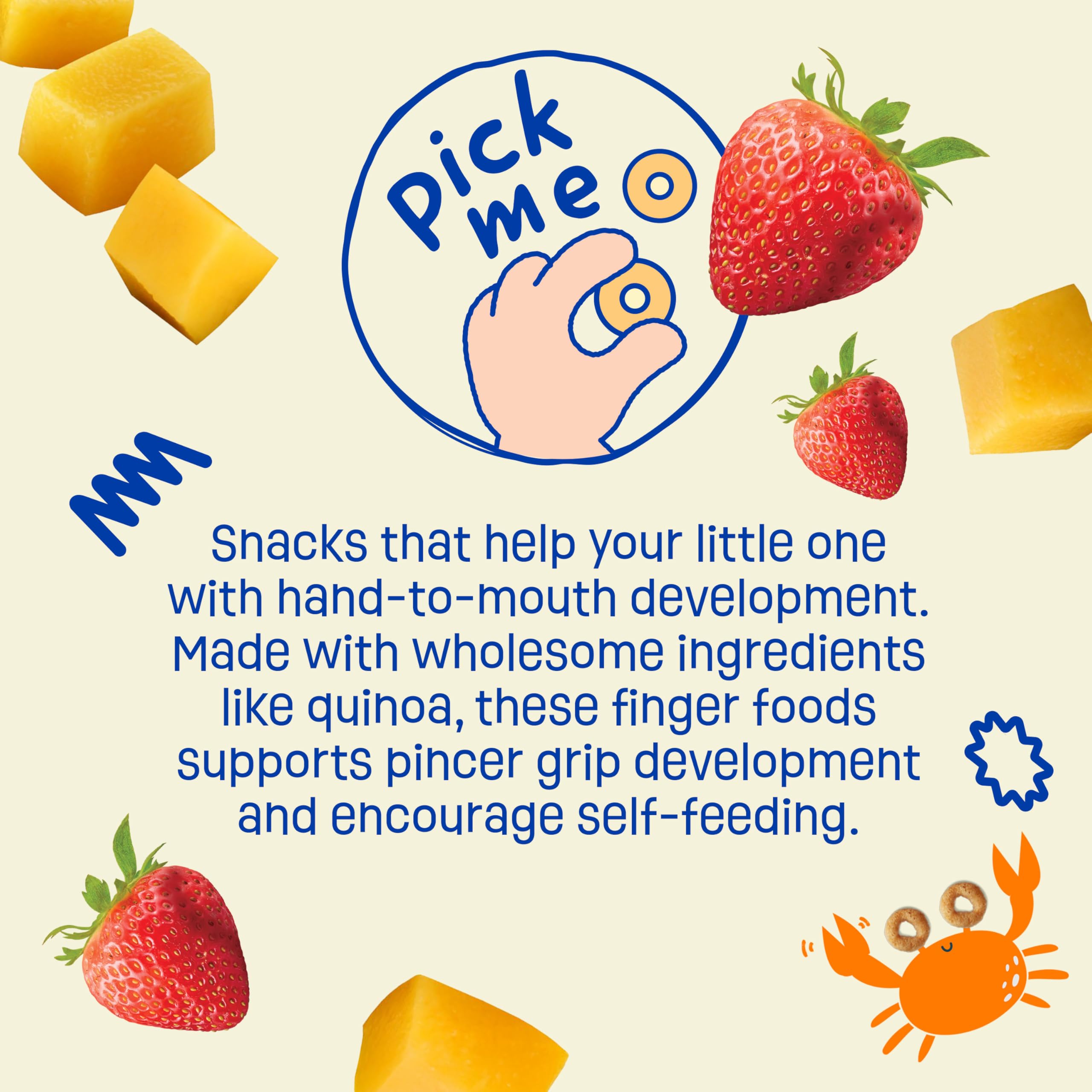 Organic strawberries and mangoes highlighted on packaging for wholesome flavor.