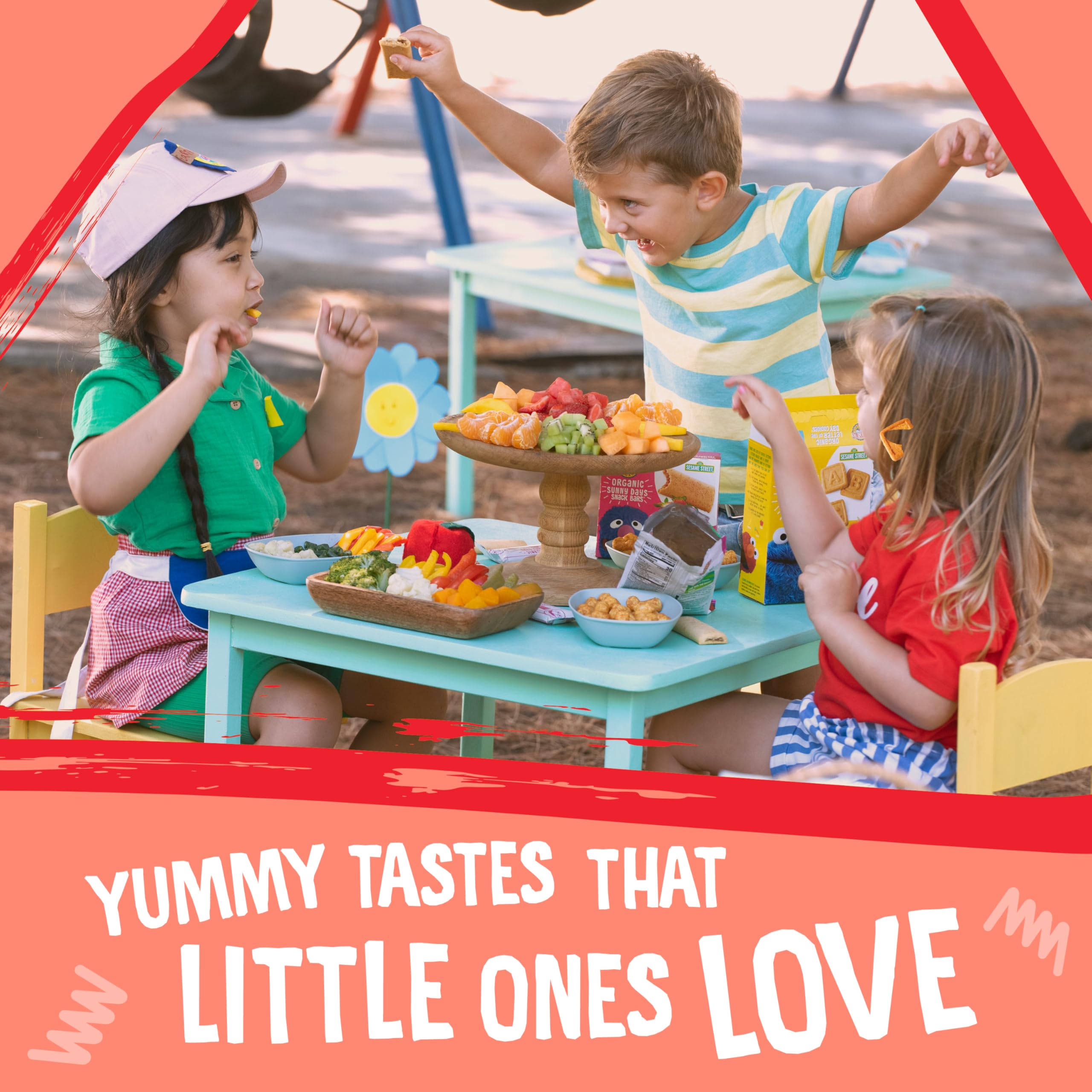 Puffed corn and quinoa texture invites curiosity and munching.