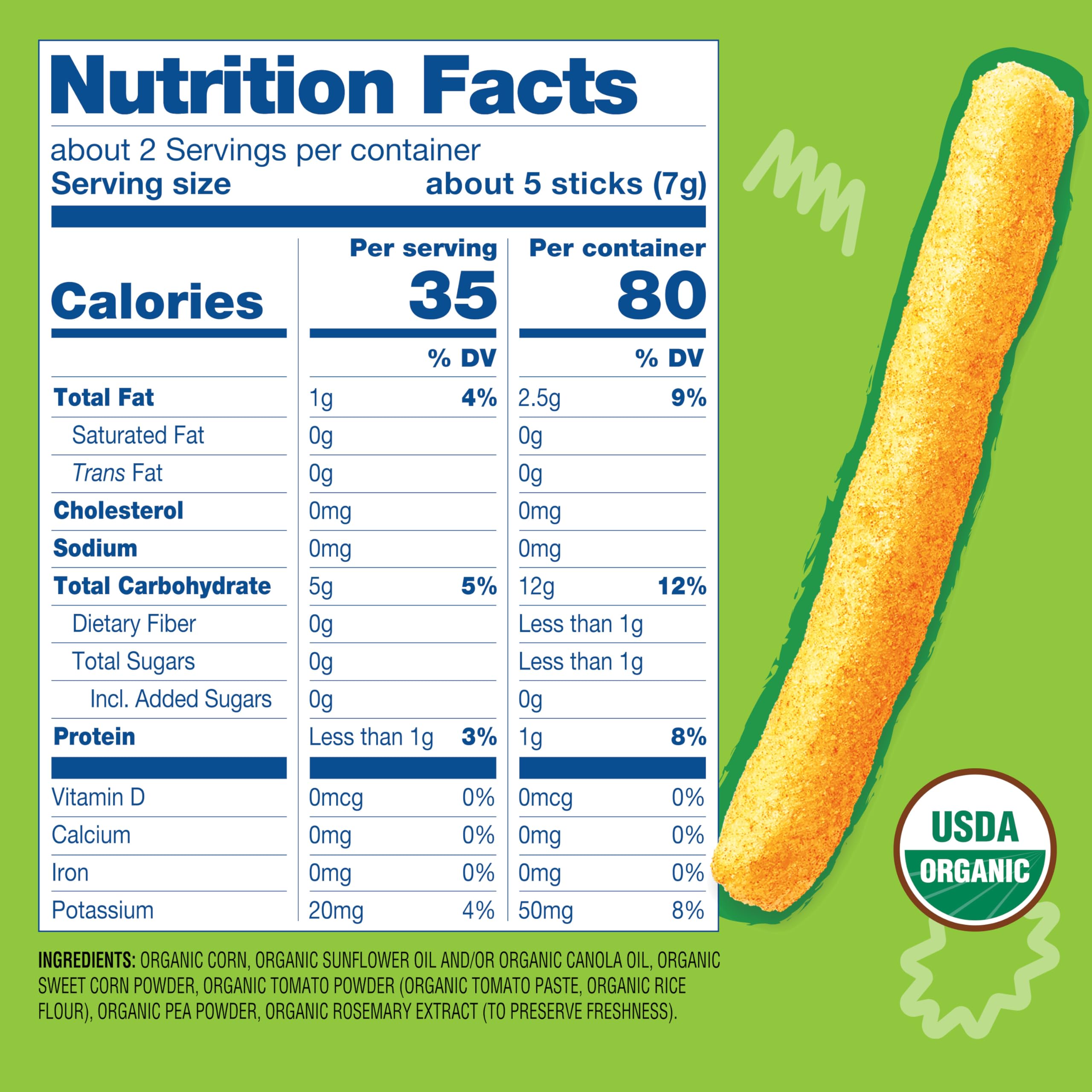 Earth's Best Organic Crunchy Sticks Strawberry Banana flavor close-up; baby taste exploration