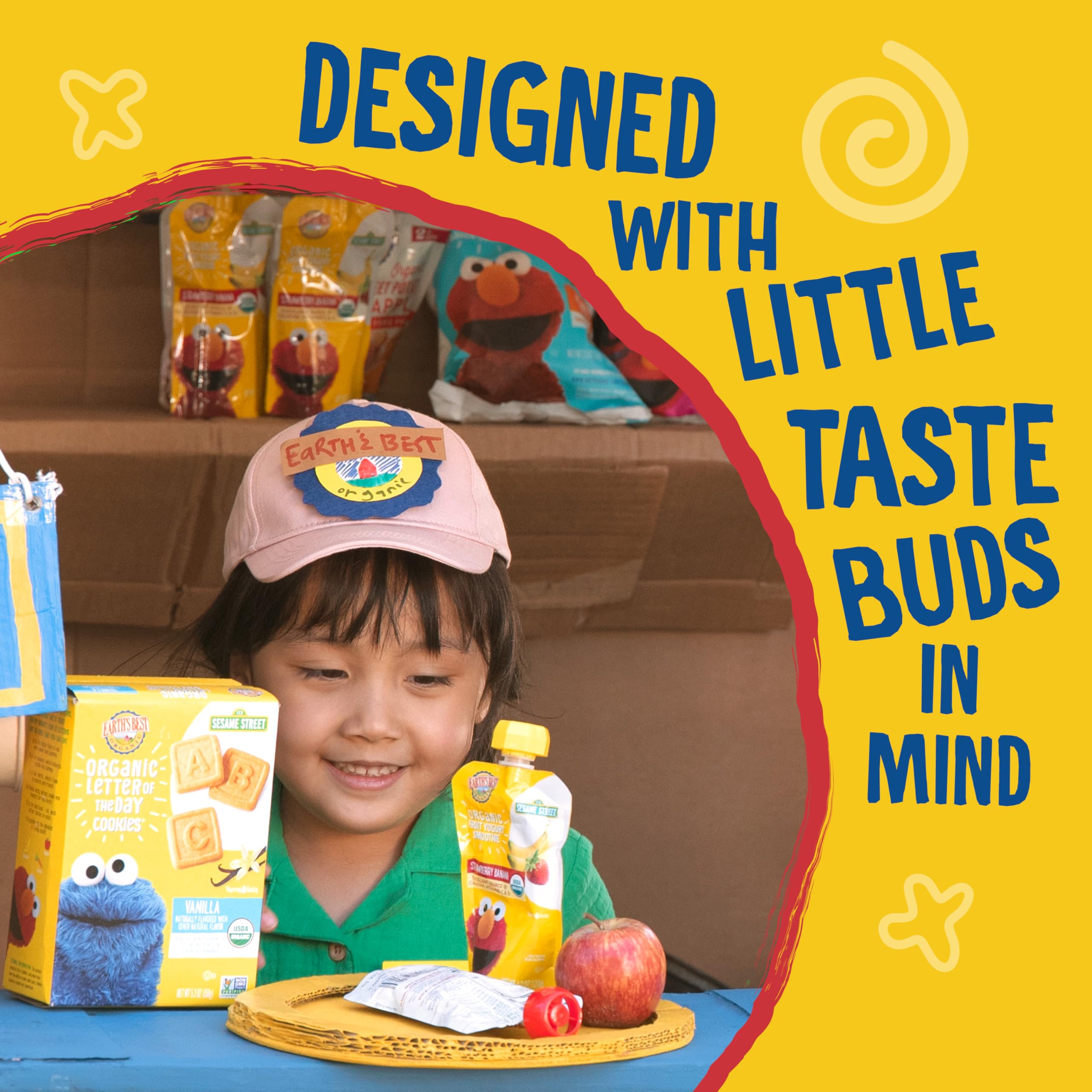 Earth's Best 12-pack display communicates savings and variety for growing families.