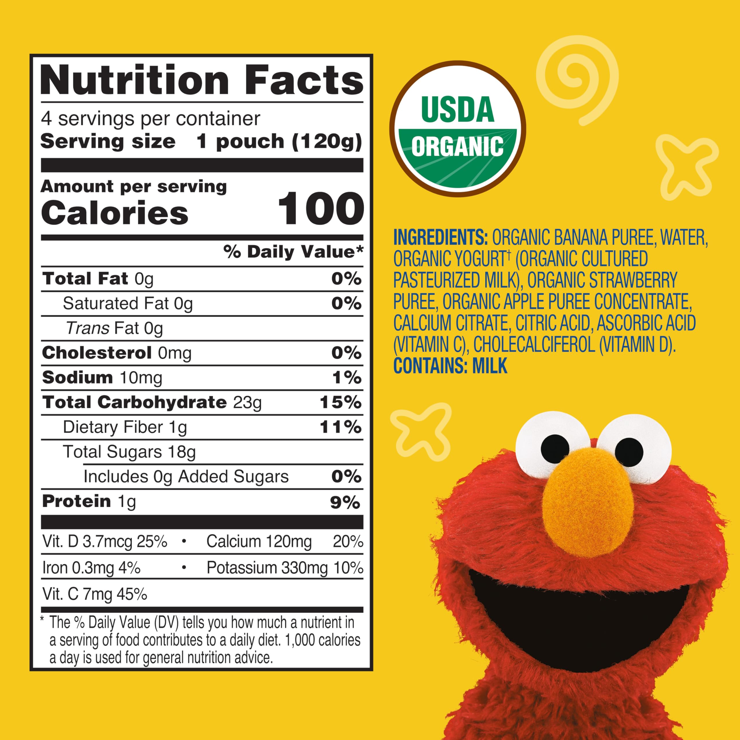 Earth's Best pouch with resealable cap offers mess-free snacking for busy families.