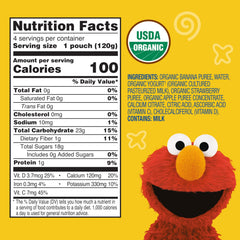 Earth's Best pouch with resealable cap offers mess-free snacking for busy families.