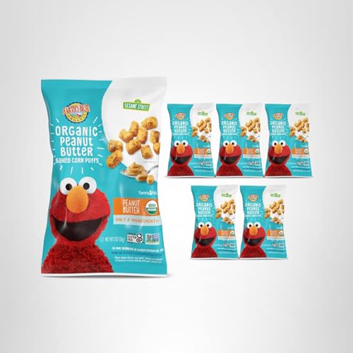 Light, crunchy texture of Earth’s Best Peanut Butter Puffs