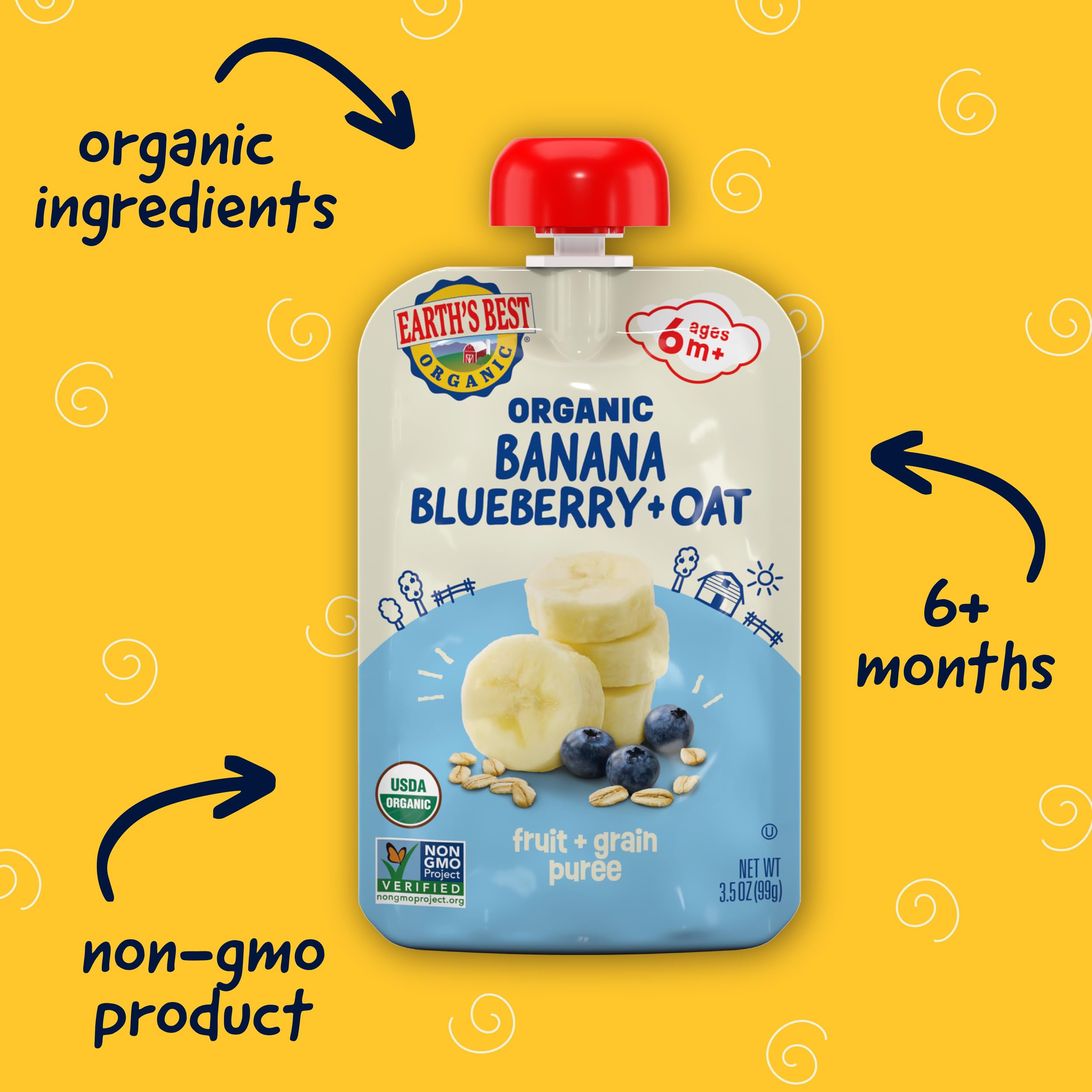 Earth's Best resealable pouch enabling mess-free feeding on the go