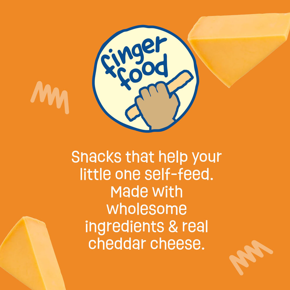 Earth's Best teething snack sticks on table, organic ingredients highlighted for parents.