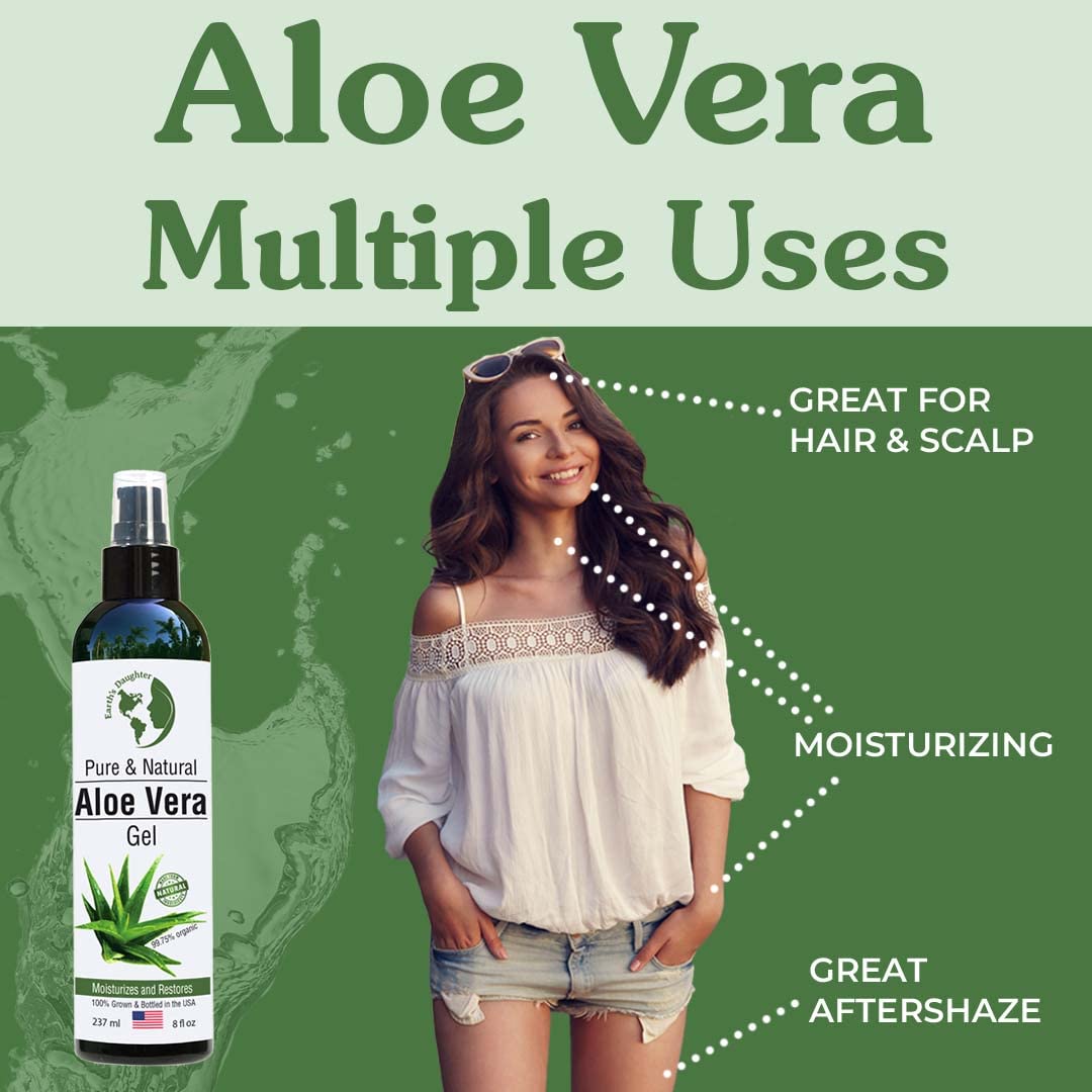 Earth's Daughter Aloe Gel for face application demonstrating soothing hydration