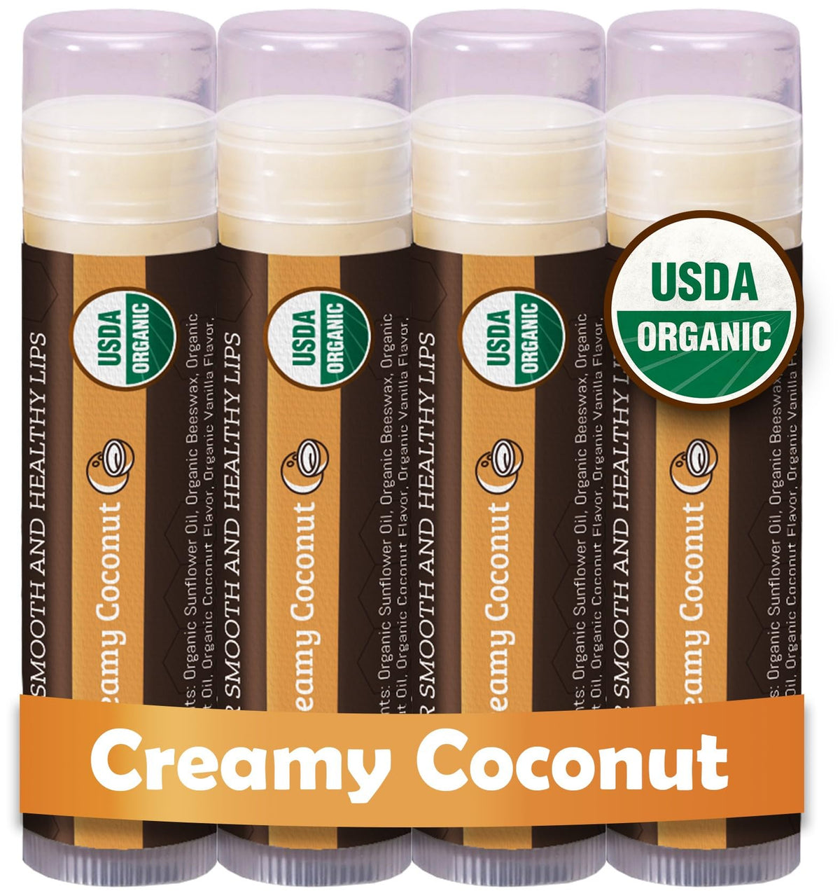 Earth's Daughter coconut lip balm 4-pack for hydrated lips