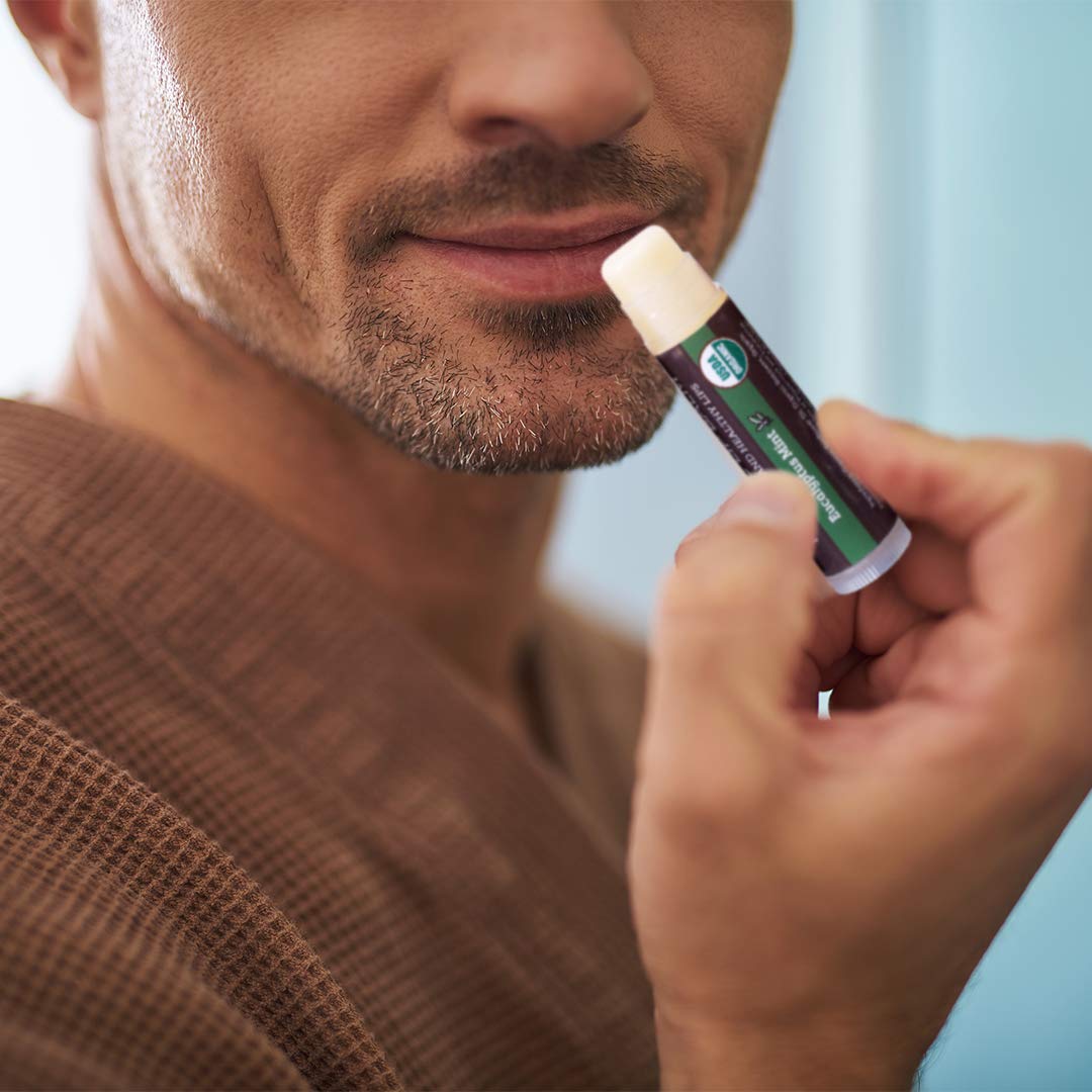 Eucalyptus mint fragrance detail on Earth's Daughter lip balm