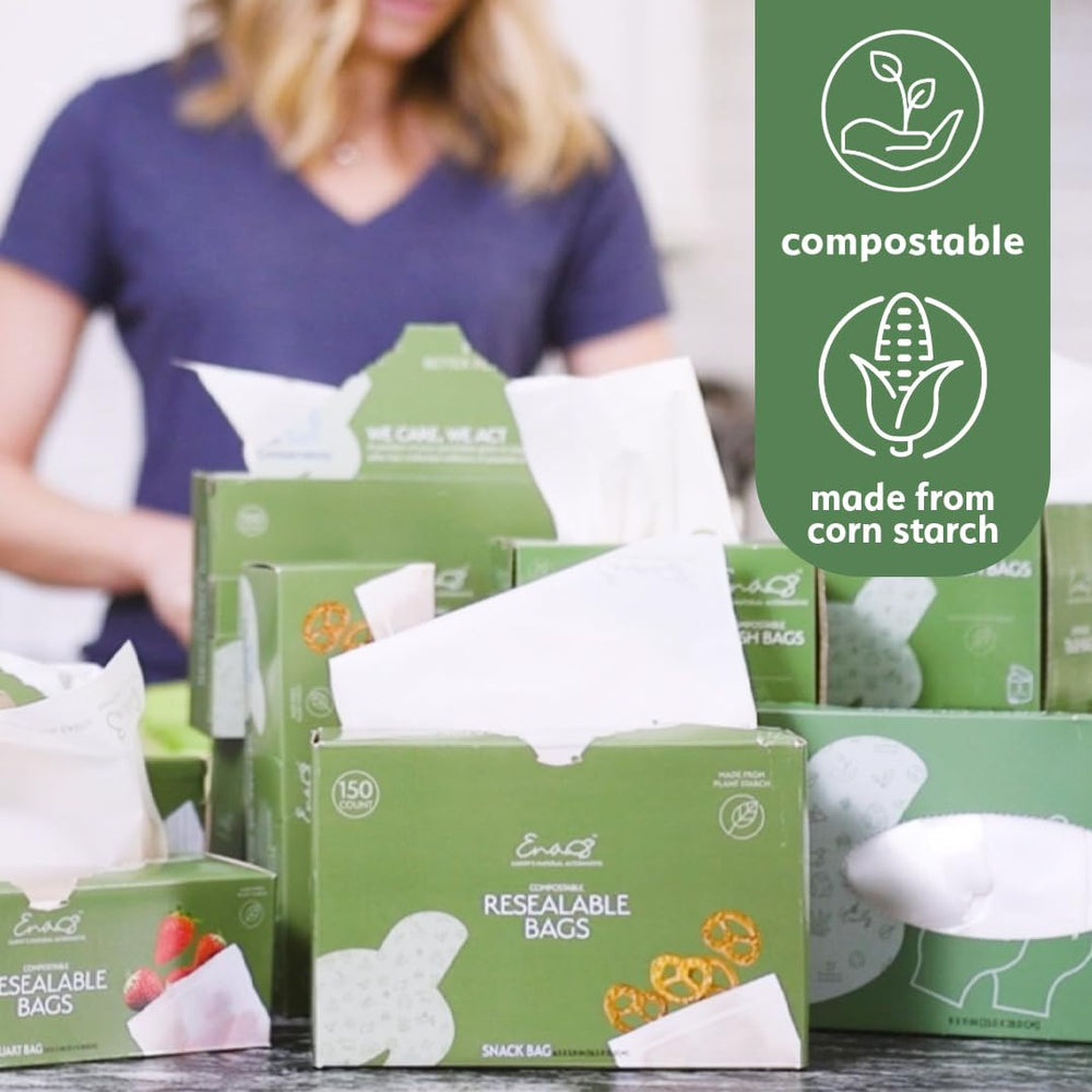 Earth’s Natural Alternative fridge-storage view—foods stay fresh in freezer-safe bags.