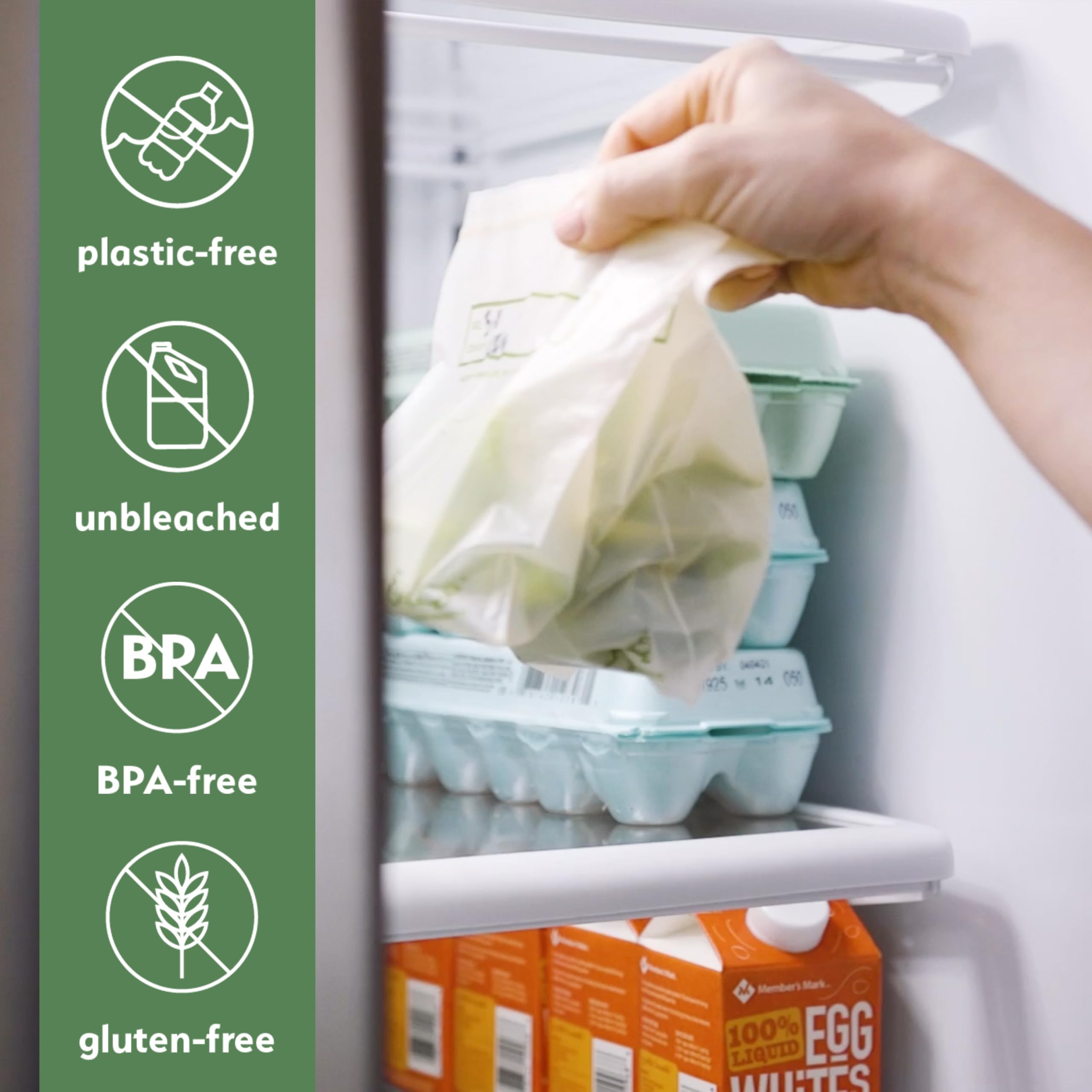 Earth’s Natural Alternative off-white bags—dye-free, non-toxic and plastic-free choice.