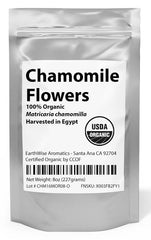 EarthWise Aromatics chamomile blossoms close-up highlighting a soothing, fragrant aroma.