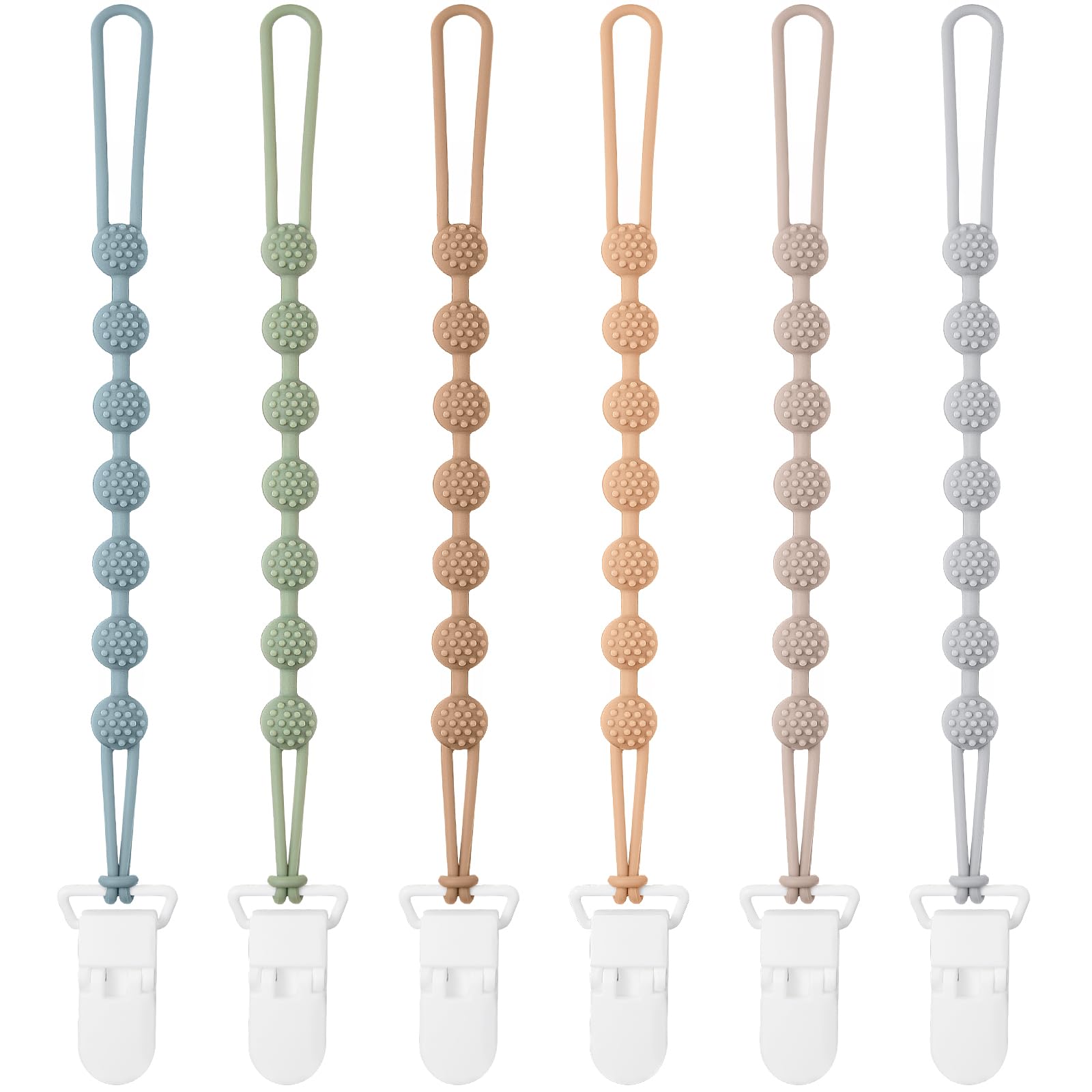 Eascrozn one-piece design pacifier clip securely attached to baby clothing