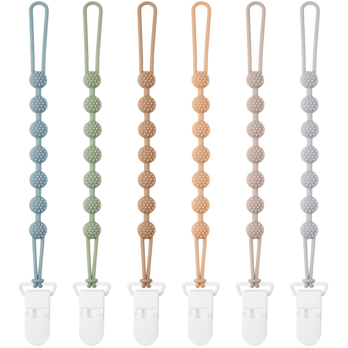 Eascrozn one-piece design pacifier clip securely attached to baby clothing