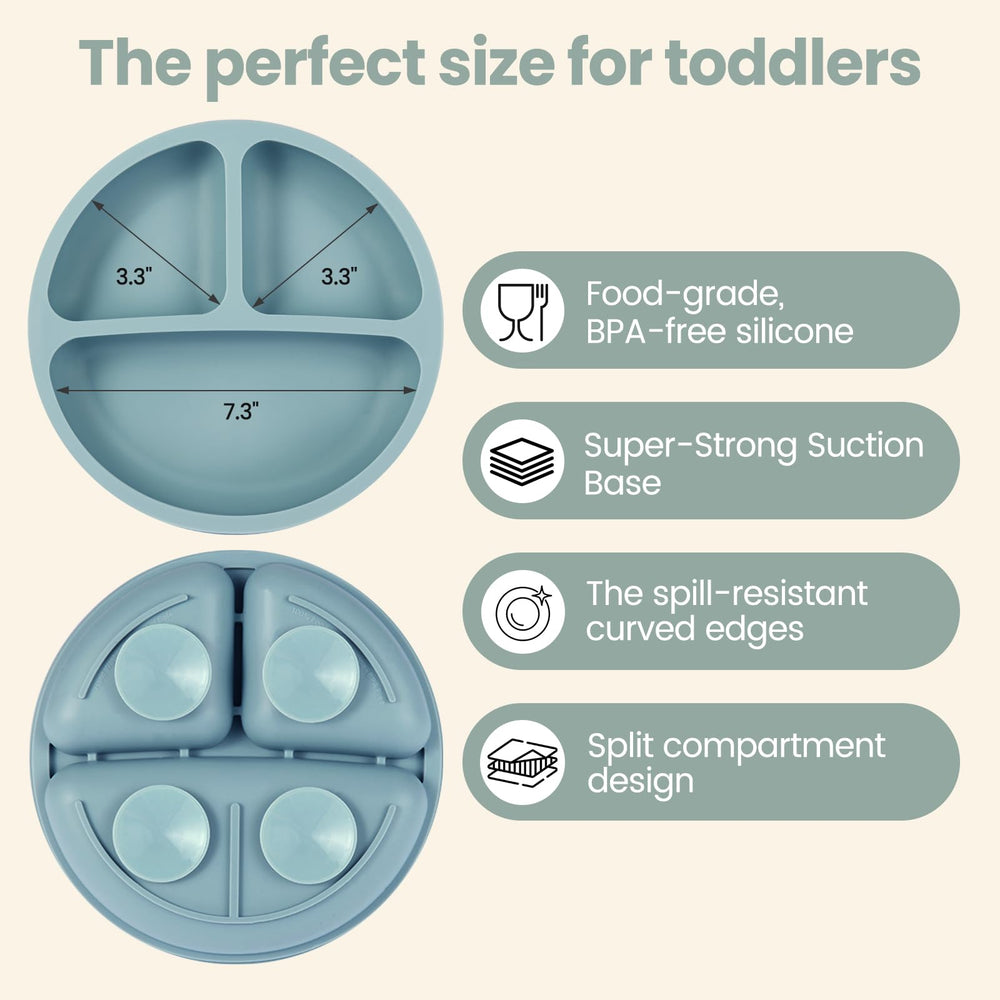 Eascrozn baby plates with divided compartments for portion control.