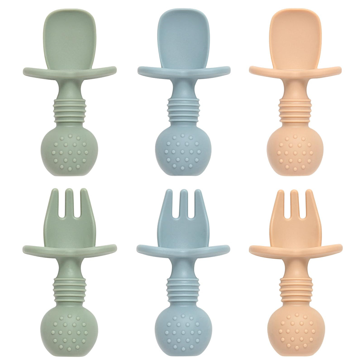 Eascrozn baby spoons and forks set six-pack for self-feeding confidence