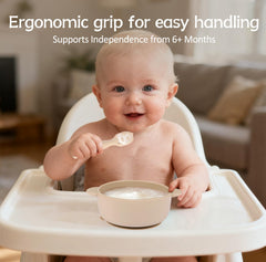 Eascrozn Stage 2 slotted spoon to grip soft solids safely.