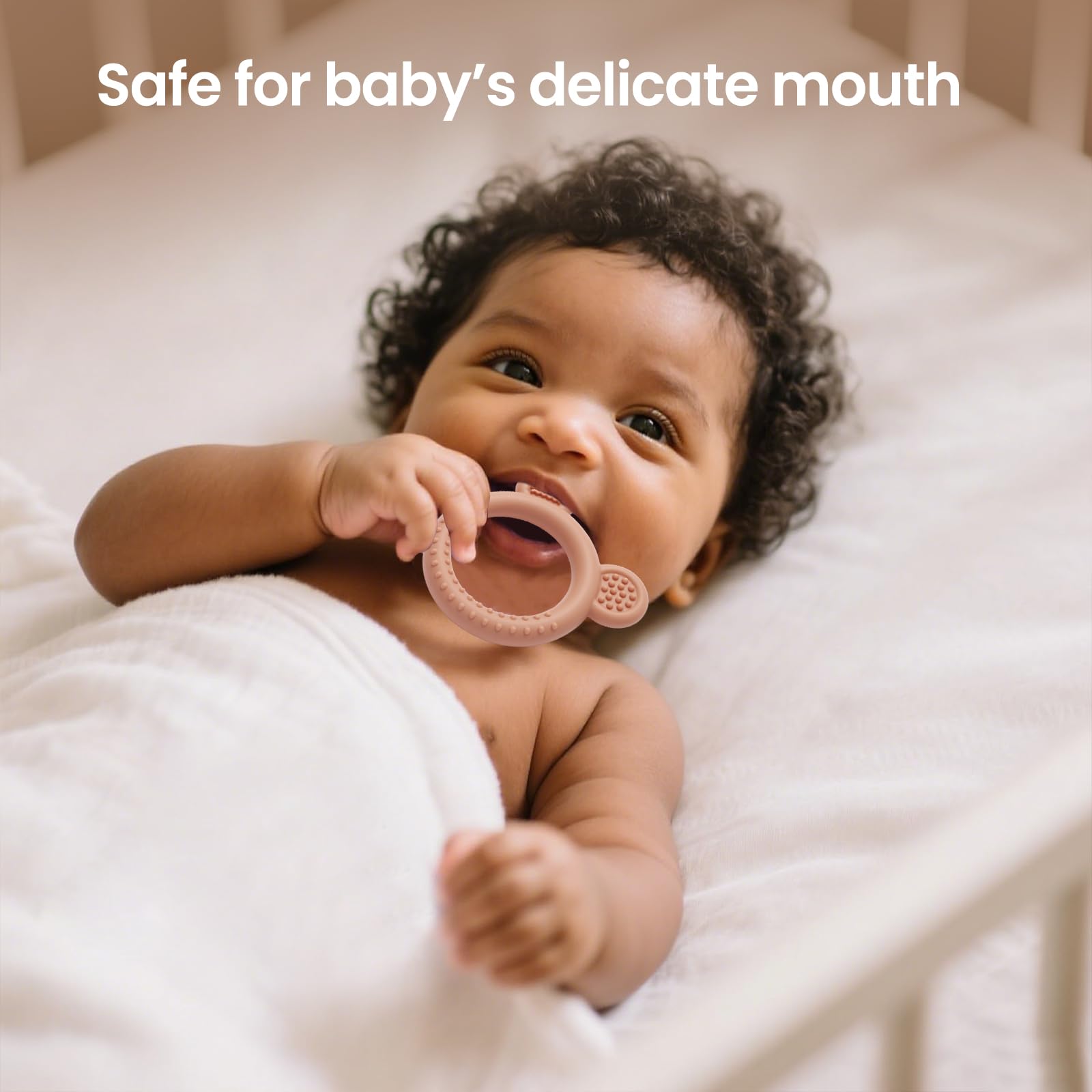 Eascrozn baby teether chew bear: safe, chewy fun for sore gums.